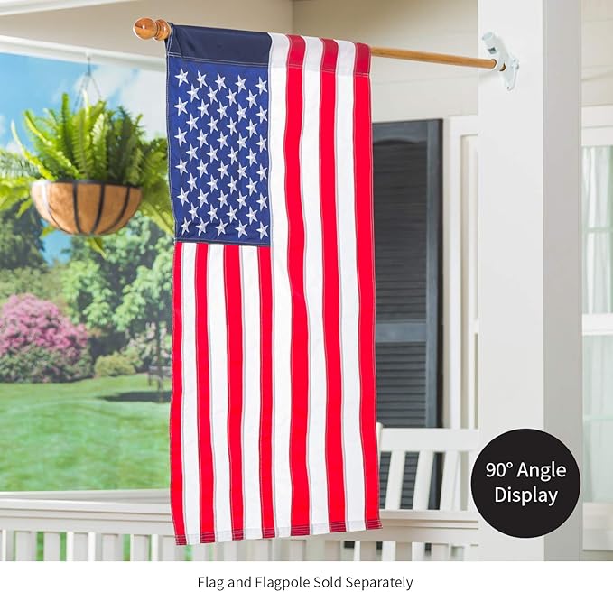 Evergreen Flag Bracket Two-Position 45 and 90 Degree Cast Iron White Flag Pole Bracket | Outdoor Home and Garden Décor for Residential or Commercial