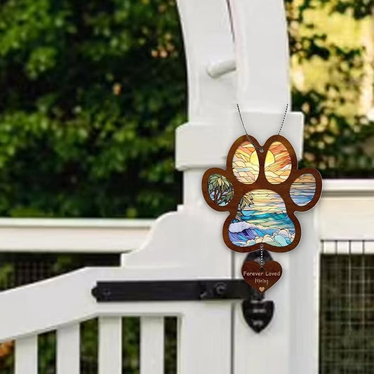 Wooden Puppy Sun Catcher - Rainbow Maker Decoration, Dog Memorial Sculpture | Wall Hanging Art for Home, Garden, Office, Window, Adds Colorful Charm to Any Space, Thoughtful to Dogs