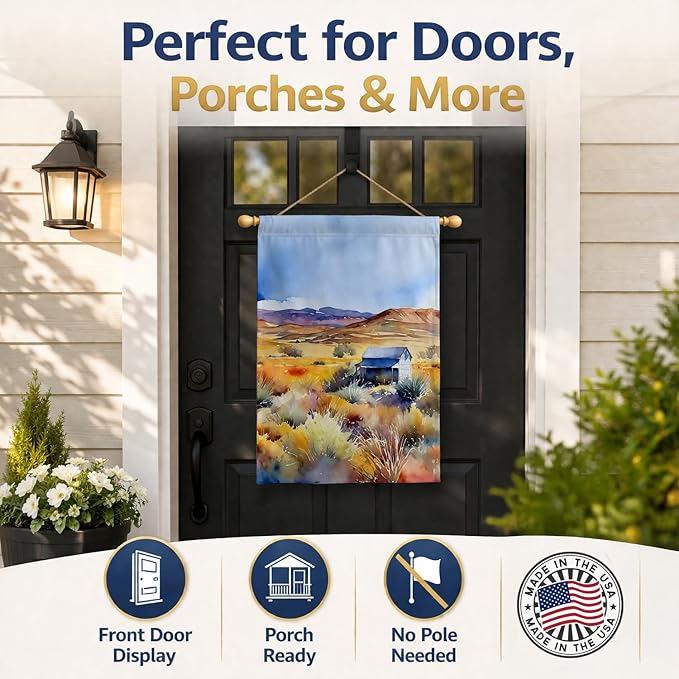 Caroline's Treasures Nevada Sagebrush in Watercolor House Flag Large Porch Sleeve Pole Decorative Outside Yard Banner Artwork Wall Hanging, Polyester, House Size, Multicolor