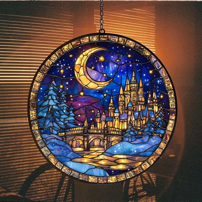 The City of Star Acrylic Suncatcher Stained Glass Effect Window Car Hanging Christmas Ornament Indoor Outdoor Decor Garden Sun Catcher Panel for Acrylic Suncatcher Lover for Women Mom Grandma