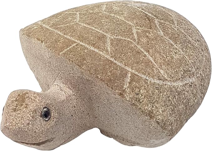 6" Boulder Turtle, Handcrafted Granite Turtle Sculpture - Unique Artisan Carved Boulde