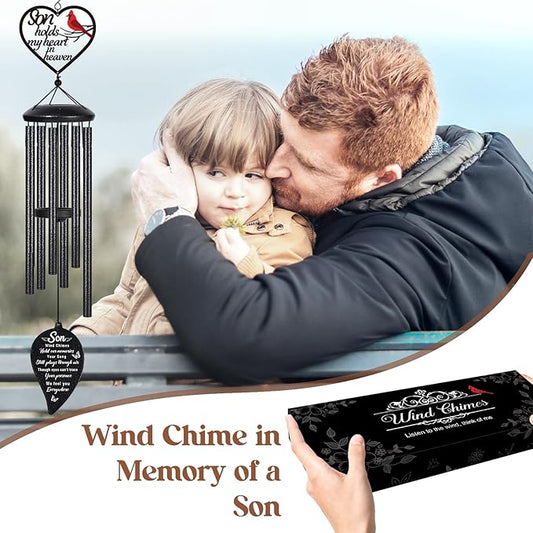 Memorial Gifts for Loss of Son, 30" Sympathy Wind Chimes, in Memory of Son, Bereavement Remembrance Gifts, Loss of Son Sympathy Gift