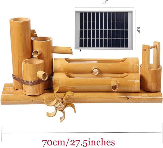 Solar Water Fountain, Outdoor Water Fountain with Water Pump, Feng Shui Zen Bamboo Fountain, Japanese Garden Decoration, for Bird Bath, Pond, Fish Tank