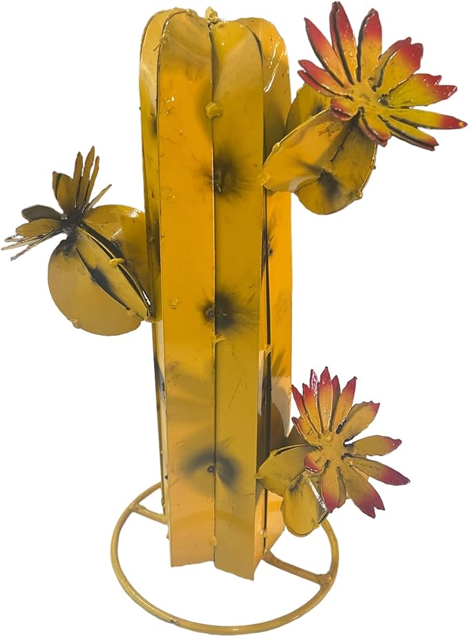 Mini Metal Saguaro - Garden Art (Yellow)
