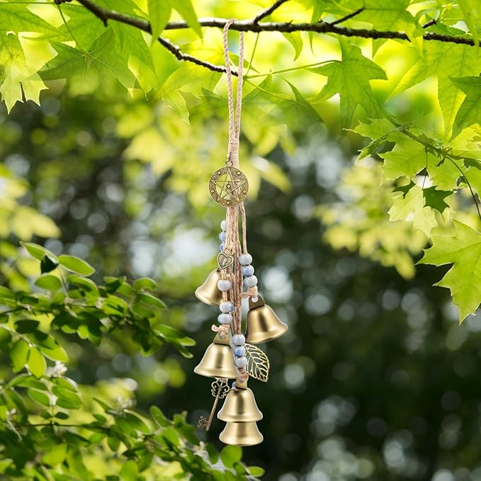 Witch Bells Protection for Door Knob, 13" Hanger Wind Chimes, Christmas Bells for Witchy Home Decor, Witchy Things Clear Negative Energy Witchcraft Supplies (Blue-and-White Porcelain)
