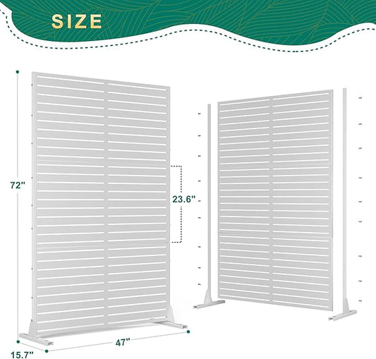 72" H×47" W Metal Outdoor Privacy Screen Freestanding, Panels for Patio Lawn Deck, Freestanding Decorative Privacy Screen for Balcony Yard&Garden(Consists of 3 Panels)