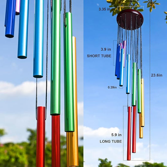 HOMEXUP Outdoor Colorful Wind Chimes for Outside with 12 Aluminum Tubes for Garden Patio Balcony and Home Decor(Color)