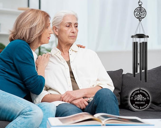 Personalized Sympathy Wind Chimes, 37" Wind Chimes in Memory of a Loved One, Custom Loss of Mom Sympathy Gift, Remembrance Wind Chime