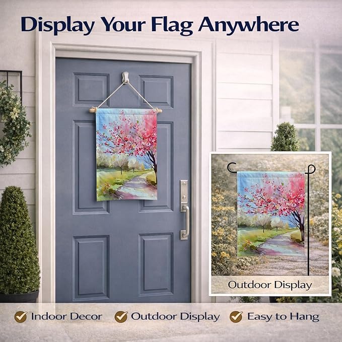 Caroline's Treasures Michigan Apple Blossoms in Watercolor Garden Flag Mailbox Flag Decorative Yard Flag Banner Outside Patio Artwork Yard Flower Beds, Garden Size, Multicolor
