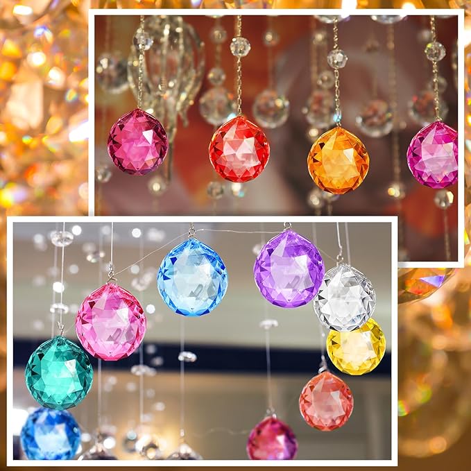 Landical 60 Pack Suncatcher Crystals Ball 20 mm Crystal Prism Clear Window Rainbow Hanging Suncatchers for Wedding, Feng Shui, Gift, Christmas Tree Decoration(Multicolor)