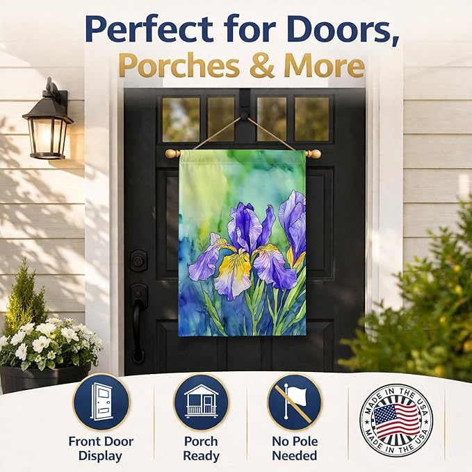 Caroline's Treasures Tennessee Iris in Watercolor House Flag Large Porch Sleeve Pole Decorative Outside Yard Banner Artwork Wall Hanging, Polyester, House Size, Multicolor
