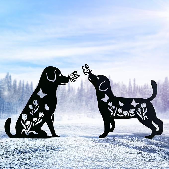 TIGGSY Dog Metal Decorative Garden Stakes Labrador Dog Gifts for Women/Men Animal Silhouette Statues for Yard Art, Outside, Patio, Outdoor Decor, Garden Decorations, Lawn Ornaments