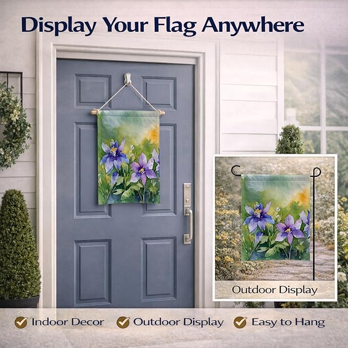 Caroline's Treasures Colorado Rocky Mountain Columbine in Watercolor Garden Flag Mailbox Flag Decorative Yard Flag Banner Outside Patio Artwork Yard Flower Beds, Garden Size, Multicolor