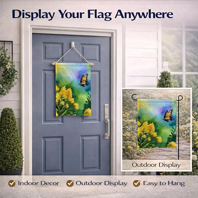 Caroline's Treasures Kentucky Goldenrod in Watercolor Garden Flag Mailbox Flag Decorative Yard Flag Banner Outside Patio Artwork Yard Flower Beds, Garden Size, Multicolor