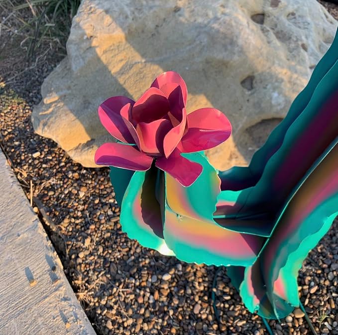 Generic Metal Rainbow Wavy Cactus - Garden Art