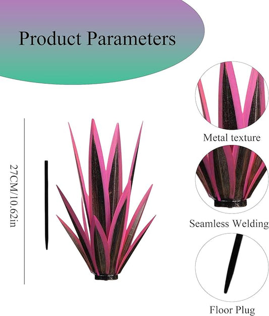 Outdoor Garden Metal Yard Art: Metal Agave Plants Outdoor Decor, Lawn Ornaments for Outside, Large Leaf Enlarge Thickened Artificial Agave Plant, for Outdoor Garden Yard Sculpture Decor (Yellow)