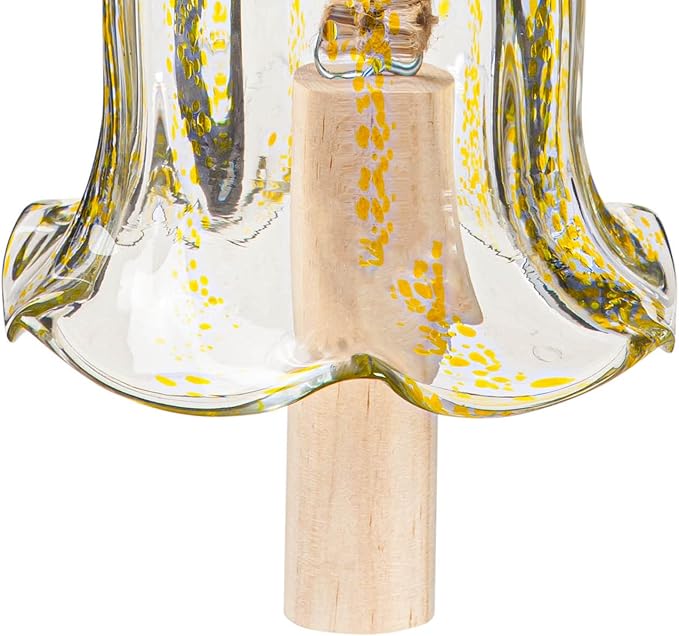 Evergreen Colorful Art Glass Bell Wind Chime | Yellow| Solid Wood Striker | Natural Deep Tone | 7 Inches Tall | Beautiful Gift for Patio, Garden, Outdoor Home décor