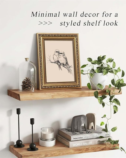 ARPEOTCY Vintage Gold Framed Wall Art, Sketch Birds in Love on a Branch Paintings, Small Canvas Prints Artwork with Frame, Victorian Wall Decor for Living Room Bathroom Bedroom Shelf, 8x10 inch