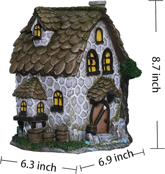 Zayton Garden House Statues Outdoor Yard Resin Decoration Gift Handmade Housewarming Gift for Patio Yard Lawn Waterproof Cracking