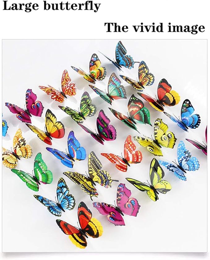 Giant Butterfly Garden Stakes Decorations Outdoor 3D Butterflies Lawn Decorative Yard Decor Patio Accessories Ornaments PVC Gardening Art Christmas Whimsical Gifts (Pack of 12)