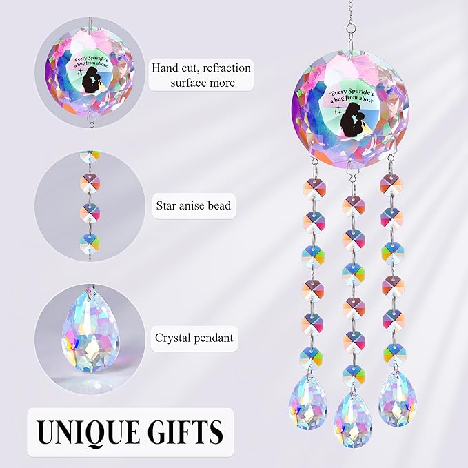 Suncatcher Crystal Memorial Gifts Decor for Loss Mom Daughter Grandma - Every Sparkle’s a Hug from Above, Prism Beads Sympathy Gift for Loss of Mother, Memorial Gifts for Loss of Mom