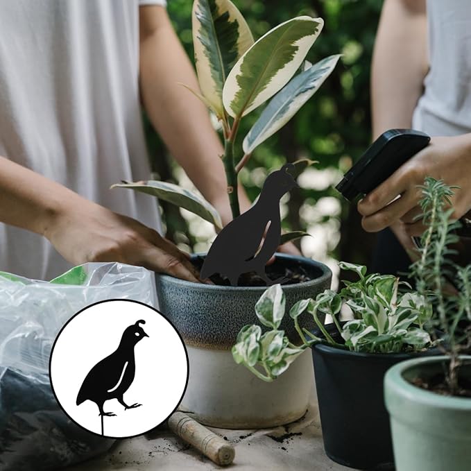 COHEALI Metal Quail Garden Stakes 4pcs Silhouette Quail Family Stake Farm Animal Decorations for Outdoor Garden Patio Lawn Yard Pathway Sticks Decor