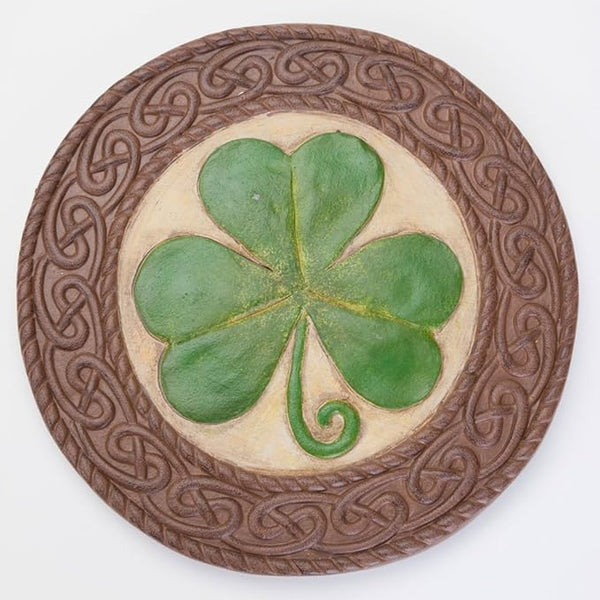 Bits and Pieces - Shamrock Garden Stone - Give The Gift of Luck - Hand Painted Outdoor Garden Décor with Intricate Celtic Knotted Border