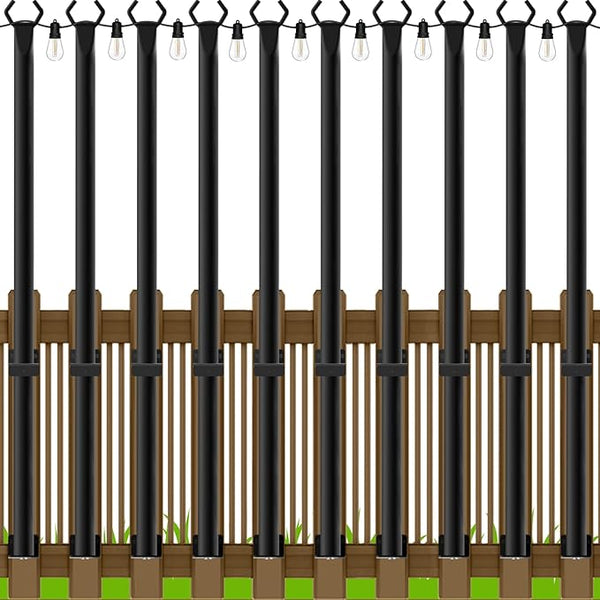 LETIANPAI 10 Pack String Light Poles,5 Ft Metal Poles for Outdoor String Lights,Outdoor Light Poles,Poles/Post/Stand for Outside