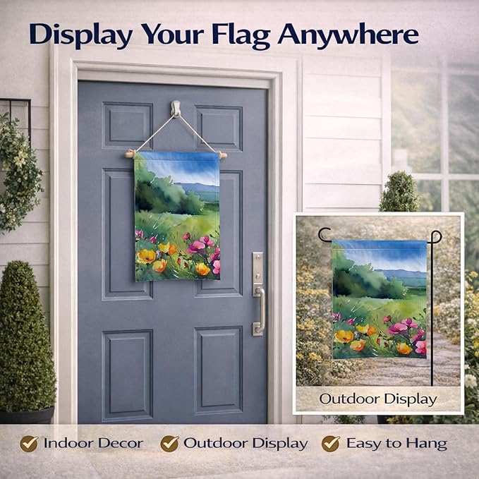 Caroline's Treasures North Dakota Wild Prairie Roses in Watercolor Garden Flag Mailbox Flag Decorative Yard Flag Banner Outside Patio Artwork Yard Flower Beds, Garden Size, Multicolor