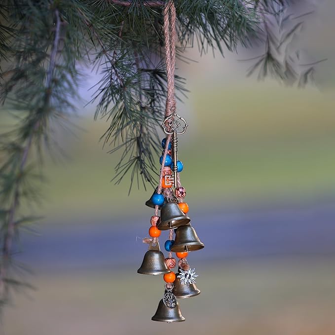 2 Pieces Witch Bells for Door Knob for Protection Handmade Decorative Door Hanging Bell Witch Wind Chimes for Boho Home Room Decor(Colorful)