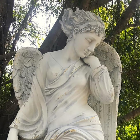 Zaer Ltd. 63" Tall Graceful Magnesium Angel Statue in Antique Grey Distressed Finish Antique Classical Design (Lillith)