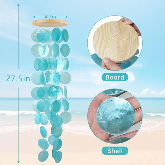 Capiz Shell Wind Chimes,Outdoor Wind Chimes,Coastal Style Decoration,Suitable for Indoor and Outdoor,Garden Decoration,The Sest Gift for Wind Chime Enthusiasts