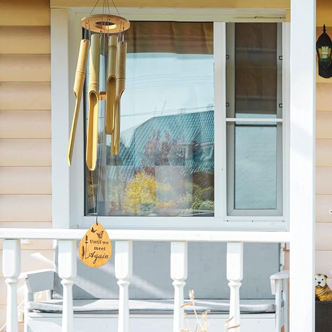Afirst Bamboo Wind Chimes, 37.5" Wooden Wind Chimes for Outside Valentine's Day Gift Memorial Sympathy Gift for Memory of Loss of Love One,for Garden, Patio, Home or Outdoor Decor