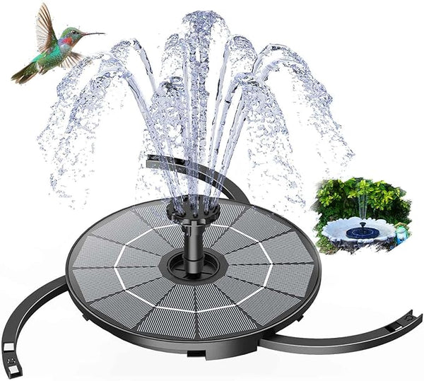 AISITIN 2.8W Solar Fountain Pump for Bird Bath Upgraded 2026, Floating Solar Powered Water Fountain Built-in 1000mAh Battery with 7 Nozzles & 3 Integrated Bracket for Bird Bath and Outdoor Garden