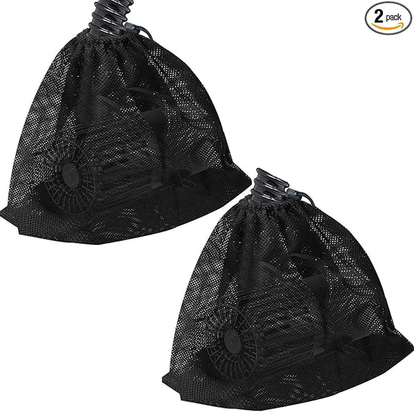2 Pcs 12.2" x 15.9" Pump Barrier Bag, Pond Pump Filter Bag, Black Media Bag Large Pump Mesh Bag for Outdoor Water Ponds Filters (2Pcs-12.2"x 15.9")