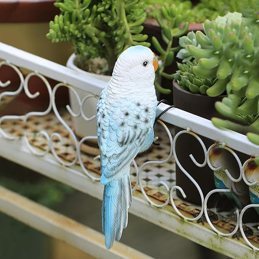 TAYASH Resin Parrot Flower Pot Hugger Decorations,Parrot Animal Sculpture Hanging Realistic Parrot Garden Ornament for Patio Yard Balcony Lawn Figurine Tree Decor (White)