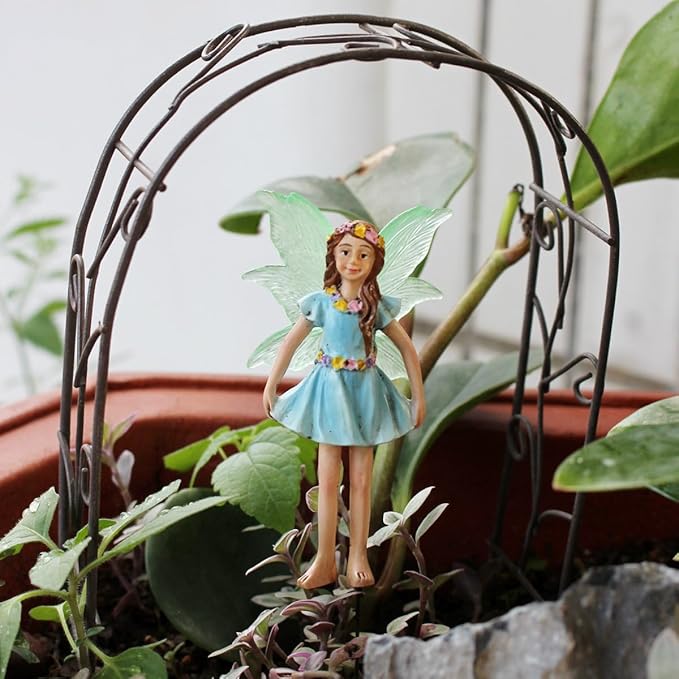 Fairy Garden Decor Fairy Door and Windows for Trees, Glow in The Dark Yard Sculpture Lawn Ornament Mini Garden Art Outdoor Decor Accessories with Lantern (6 Fairies)