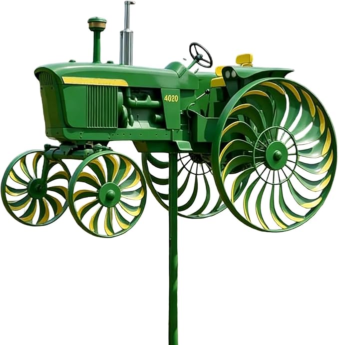 Tractor Wind Spinner, Metal Windmill Stake, Outdoor Sculpture with Garden Patio Decor, Yard Decor with Front Porch Backyard Lawn, Garden Stake, Wind Spinner for Yard Patio Lawn