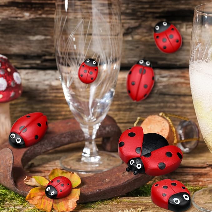 Gerrii 18 Pcs Small Resin Ladybugs Garden Decor Stones Holiday Ladybug Garden Yard Decorations Outdoor 4 Size Mom Gifts Lady Bugs Yard Decorations