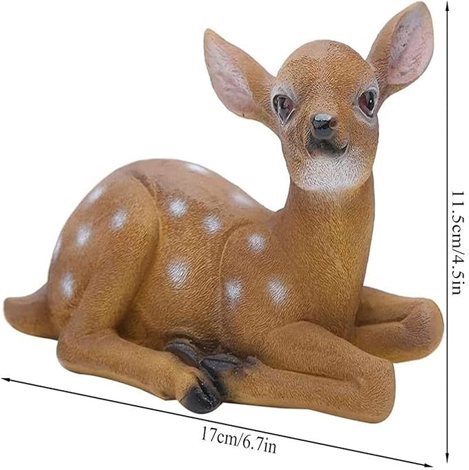 Cute Statues Garden Deer Statues 2Pcs Sika Sitting Statue Sculpture Animal Model Art Craft Backyard Decor
