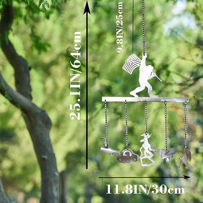 Bigfoot WindChimes Sasquatch Wind Chime Decor, Metal Big Foots Wind Catcher Wall Window Hanging Ornament with 5 Chimes, Outside Indoors Home Lawn Porch Patio Garden Yard Decoration