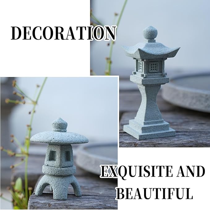 Saihisday 6pcs Miniature Asian Decor, Japanese Lantern Style, Chinese Pagoda Statue for Fish Tank Aquarium Ornament Decor Bonsai Micro Rockery Landscape Kit