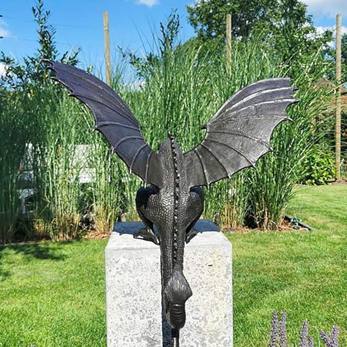 ADSE Garden Dragon Statue Fountain Dragon Ornament Resin Water Feature Sculpture for Home Garden Decoration