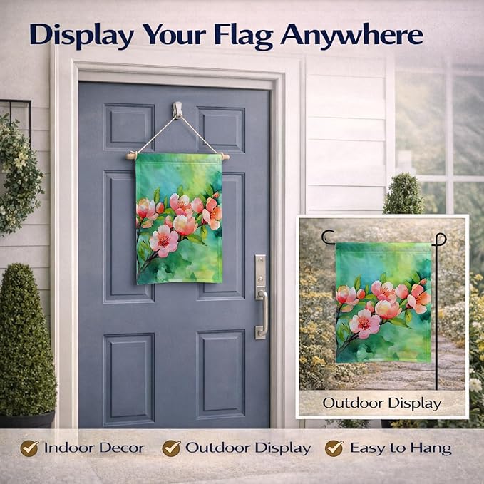 Caroline's Treasures Delaware Peach Blossom in Watercolor Garden Flag Mailbox Flag Decorative Yard Flag Banner Outside Patio Artwork Yard Flower Beds, Garden Size, Multicolor