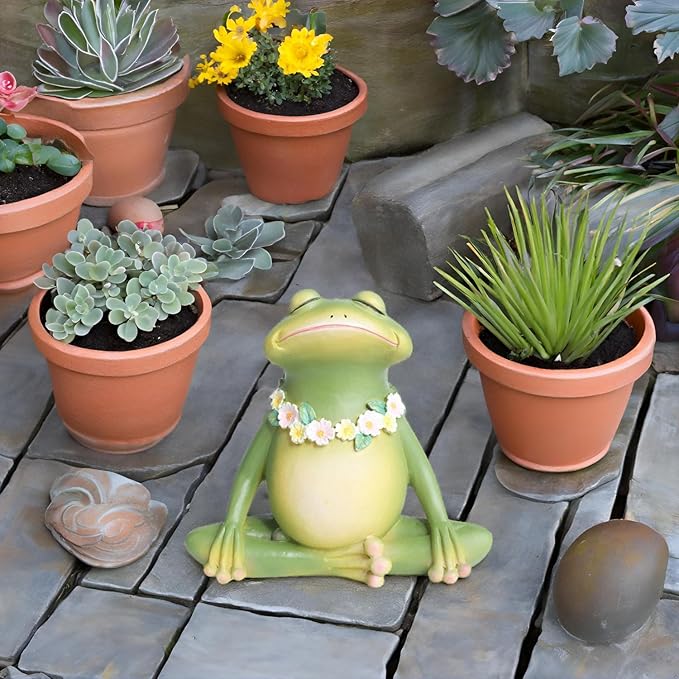 Yoga Frog Garden Decor for Outdoor Yard Decor - 7" Hand-Painted Resin Frog Outdoor Gifts, Frog Garden Statue Decorations for Patio,Yard,Lawn
