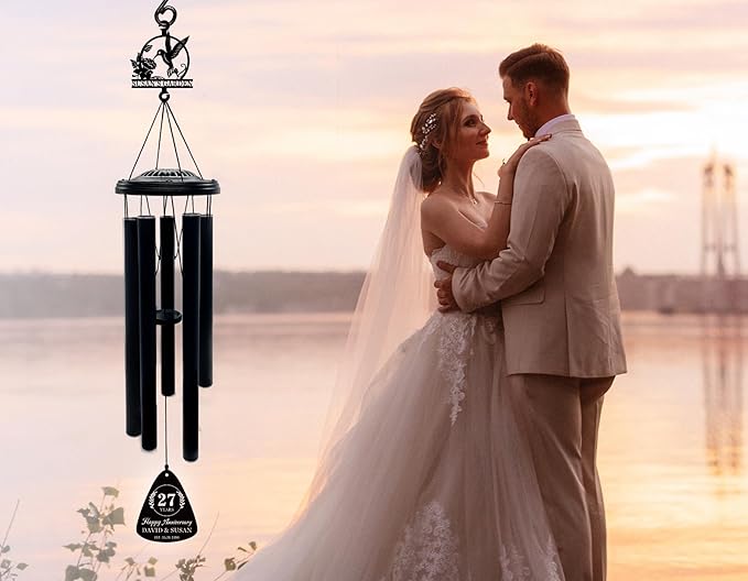 Personalized Hummingbird Outdoor Wind Chime,Memorial Gift for Mom/Grandma,Custom Anniversary Wind Chime Gifts for Him For Her,wind chimes for outside 37''Tall,Perfect Decoration for Patio, Garden