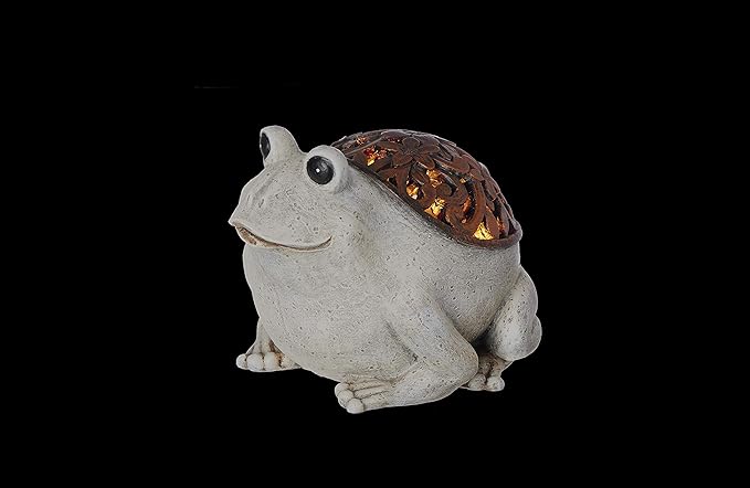 Roman Garden - Bronze Lighted Frog Statue, 6.25H, Pudgy Pals Collection, Resin and Stone, Decorative, Garden Gift, Home Outdoor Decor, Durable, Long Lasting
