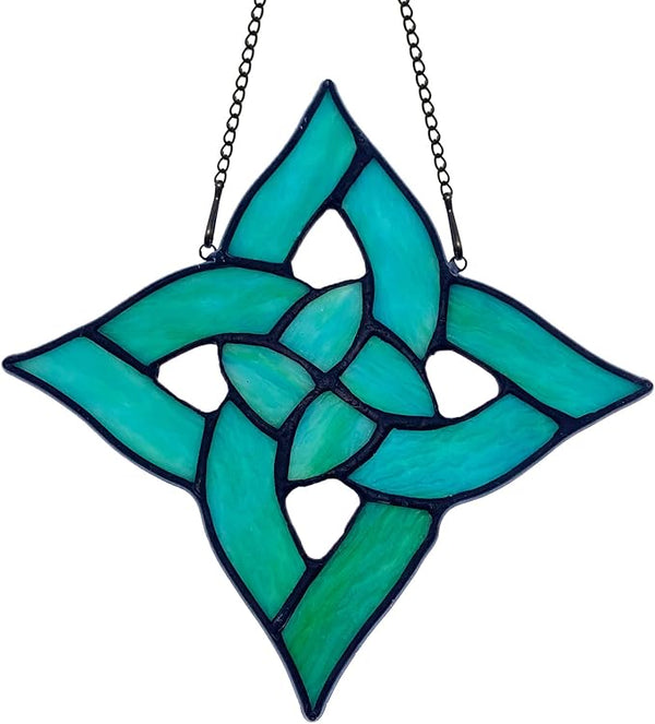 Celtic Trinity Knot Stained Glass Window Hanging Suncatcher Ornament,Irish Decoration Handmade Birthday Gifts for Women Parents Aunt Sister,St Patrick's Day Gifts for Mom Grandma