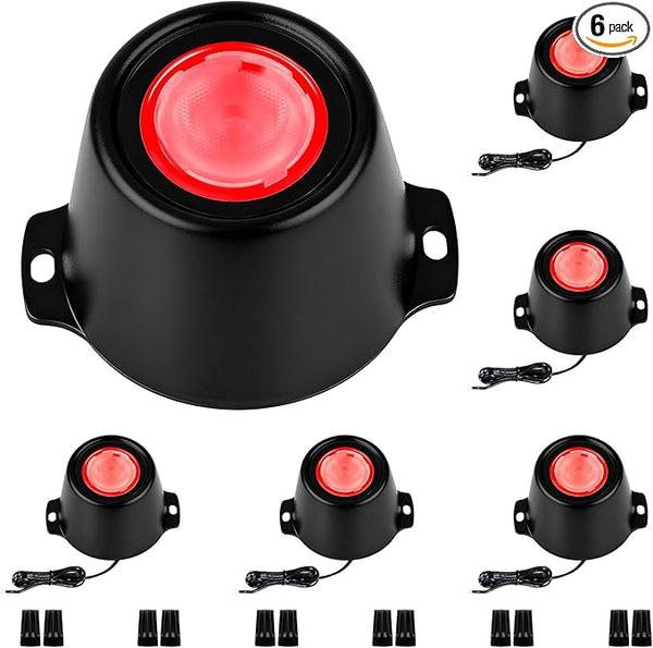 5W Submersible LED Pond Lights, Red Color 12V Wired Low Voltage Outdoor Underwater Spot Lights for Pond Fountain Waterfall, 45° Beam Angle, IP68 Waterproof Stainless Steel, Black, 6PK