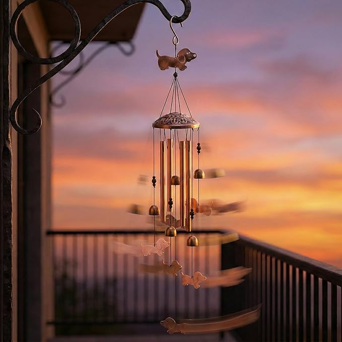 Dachshund Wind Chimes for Outside Wiener Dog Wind Chimes, Memorial Birthday Dachshund Gifts for Women Men, Metal Sausage Dog Wind Chimes for Patio Garden Outdoor Decor